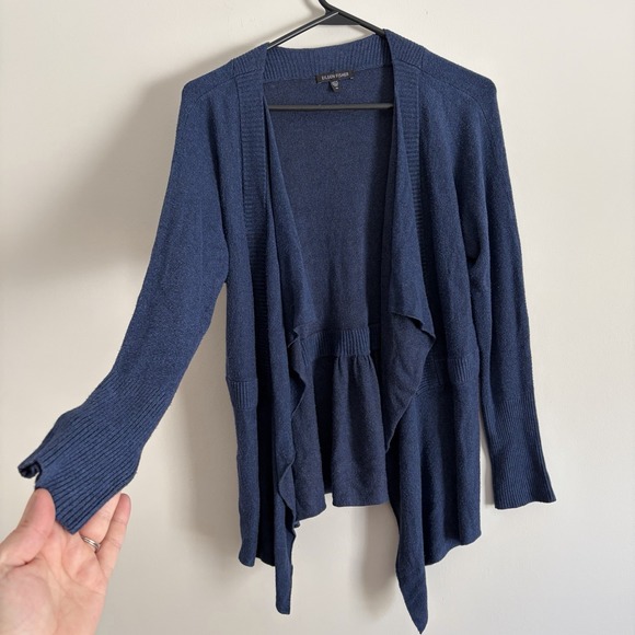 Eileen Fisher Blue Waterfall Open Front Lightweight Cardigan Medium Long Sleeve - Picture 6 of 9